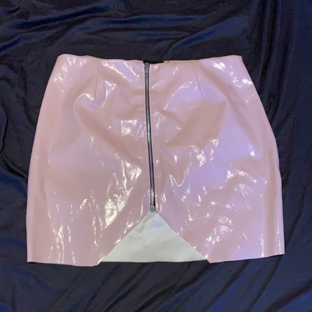 baby pink pleather skirt